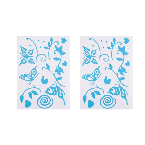 DUVAR SÜSÜ (STİCKER) 2 ADET MAVİ KELEBEKLİ ŞEFFAF FİLMLİ PVC 48X33X0,5CM - 2