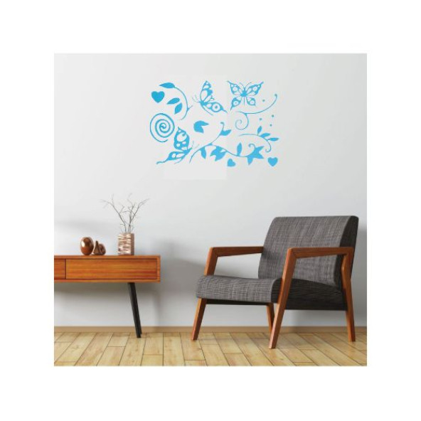 DUVAR SÜSÜ (STİCKER) 2 ADET MAVİ KELEBEKLİ ŞEFFAF FİLMLİ PVC 48X33X0,5CM - 4