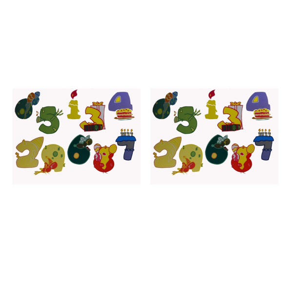 DUVAR SÜSÜ (STİCKER) 2 ADET RENKLİ RAKAMLI PVC 48X33X0,5CM - 2