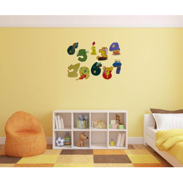 DUVAR SÜSÜ (STİCKER) 2 ADET RENKLİ RAKAMLI PVC 48X33X0,5CM - 4