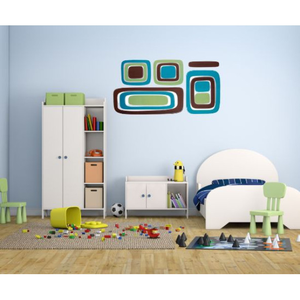 DUVAR SÜSÜ (STİCKER) 2 ADET KARELİ MAVİ,YEŞİL DESEN PVC 61X30X0,5CM