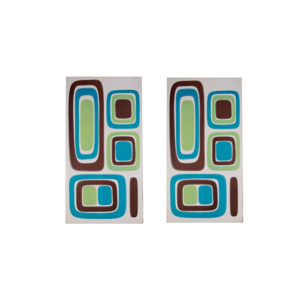 DUVAR SÜSÜ (STİCKER) 2 ADET KARELİ MAVİ,YEŞİL DESEN PVC 61X30X0,5CM - 2