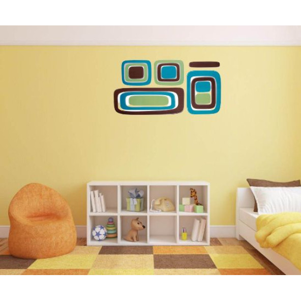 DUVAR SÜSÜ (STİCKER) 2 ADET KARELİ MAVİ,YEŞİL DESEN PVC 61X30X0,5CM - 3