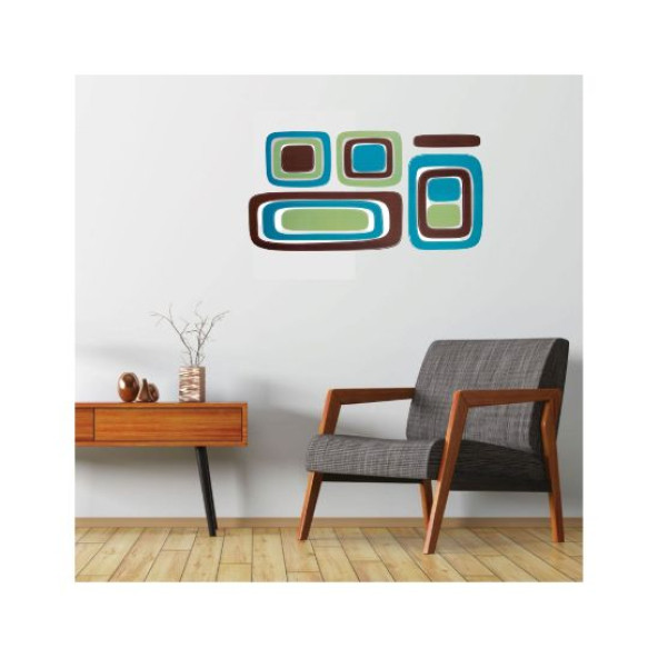 DUVAR SÜSÜ (STİCKER) 2 ADET KARELİ MAVİ,YEŞİL DESEN PVC 61X30X0,5CM - 4