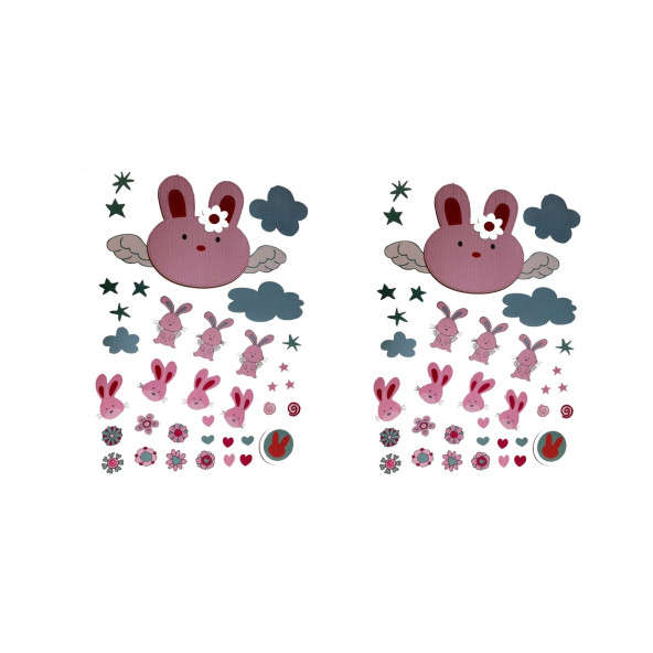 DUVAR SÜSÜ (STİCKER) 2 ADET TAVŞAN DESENLİ PVC 70X50X0,5CM - 2