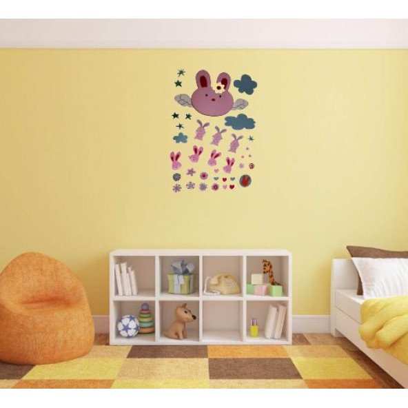 DUVAR SÜSÜ (STİCKER) 2 ADET TAVŞAN DESENLİ PVC 70X50X0,5CM - 3