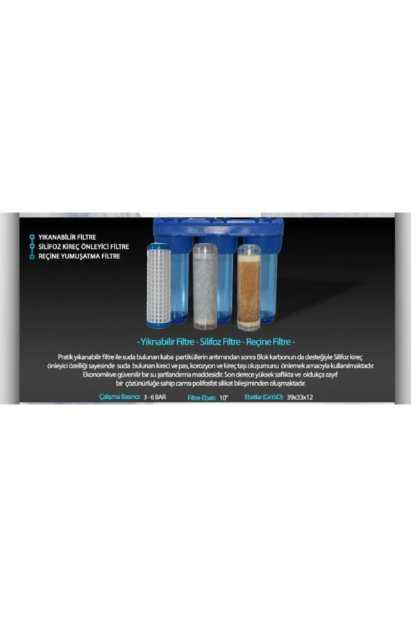 Daire Bina Sayaç Girişi 3 Aşama Su Arıtma Cihazı  Ağır Kireç Önleyici Yumuşatma Sistemi - Resim 6