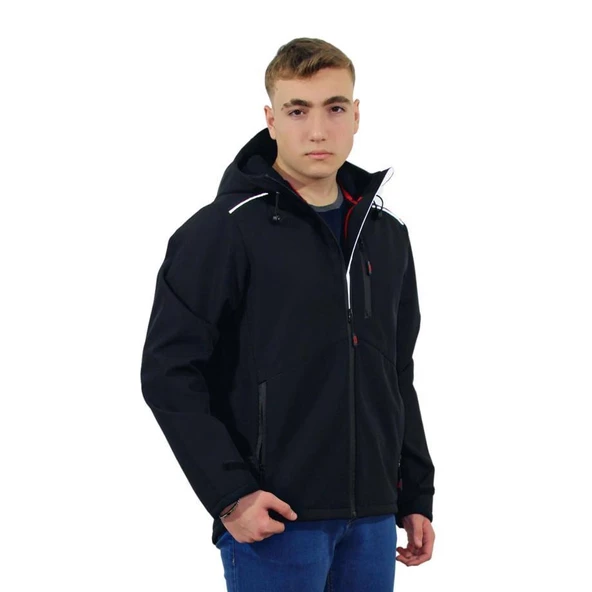 Persmont SMK05 Siyah Kapüşonlu Softshell Mont  L