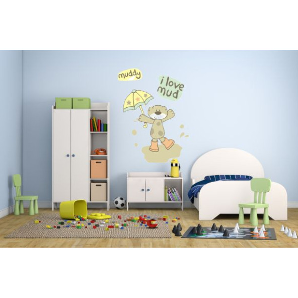 DUVAR SÜSÜ (STİCKER) 2 ADET ÇAMURLU AYI DESENLİ PVC 70X50X0,5CM