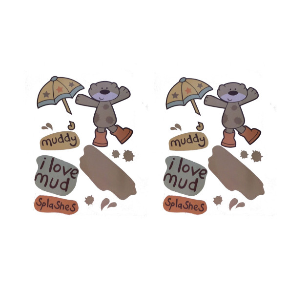 DUVAR SÜSÜ (STİCKER) 2 ADET ÇAMURLU AYI DESENLİ PVC 70X50X0,5CM - 2