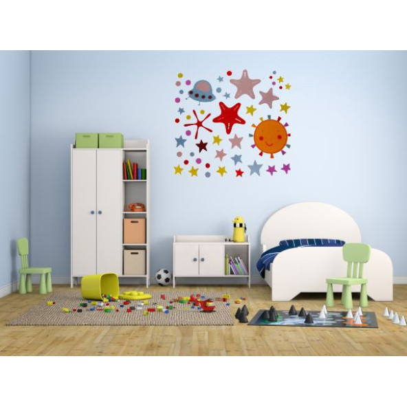 DUVAR SÜSÜ (STİCKER) 2 ADET UZAYLI DESENLİ PVC 70X50X0,5CM - 3