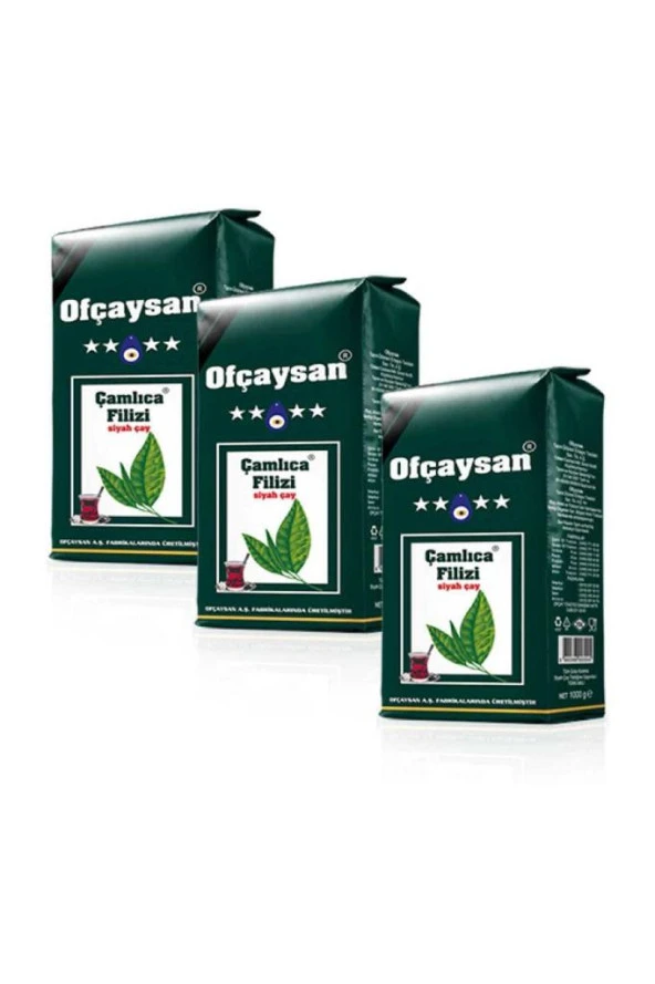 Ofçay Çamlıca Filizi 1000 gr Siyah Dökme Çay X 3 Paket