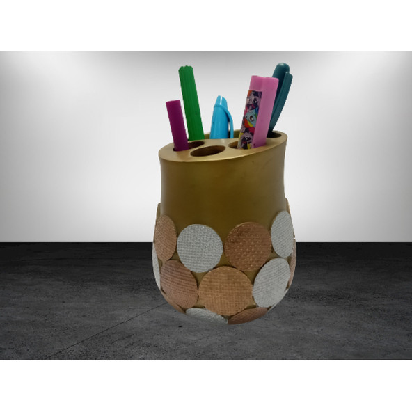 KALEMLİK ALTIN PUANLI POLİRESİN OFİS GERECİ 9X9X10CM - 2