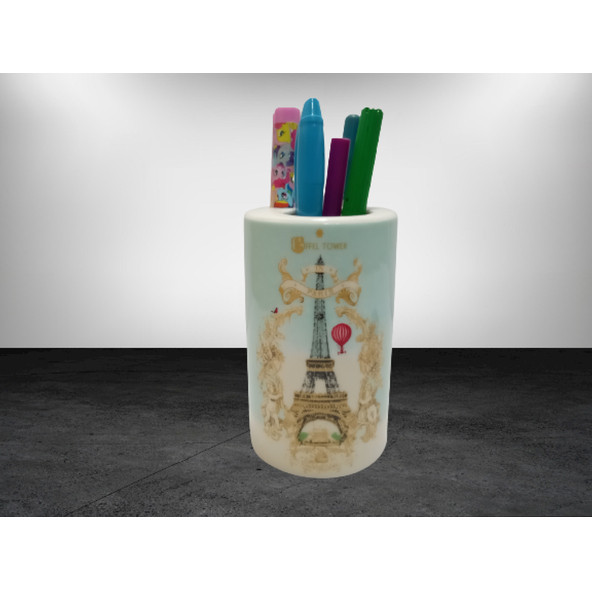 KALEMLİK ROMANTİK YEŞİL MODEL SERAMİK OFİS GERECİ 7X7X11CM - 2