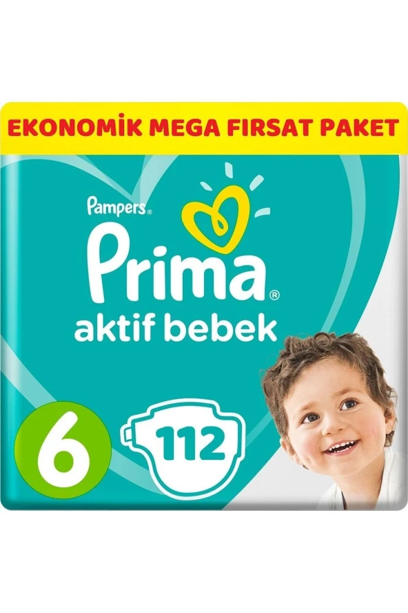 Bebek Bezi Beden:6 (13-18g) Extra Large 112 Adet Ekonomik Mega Fırsat Pk