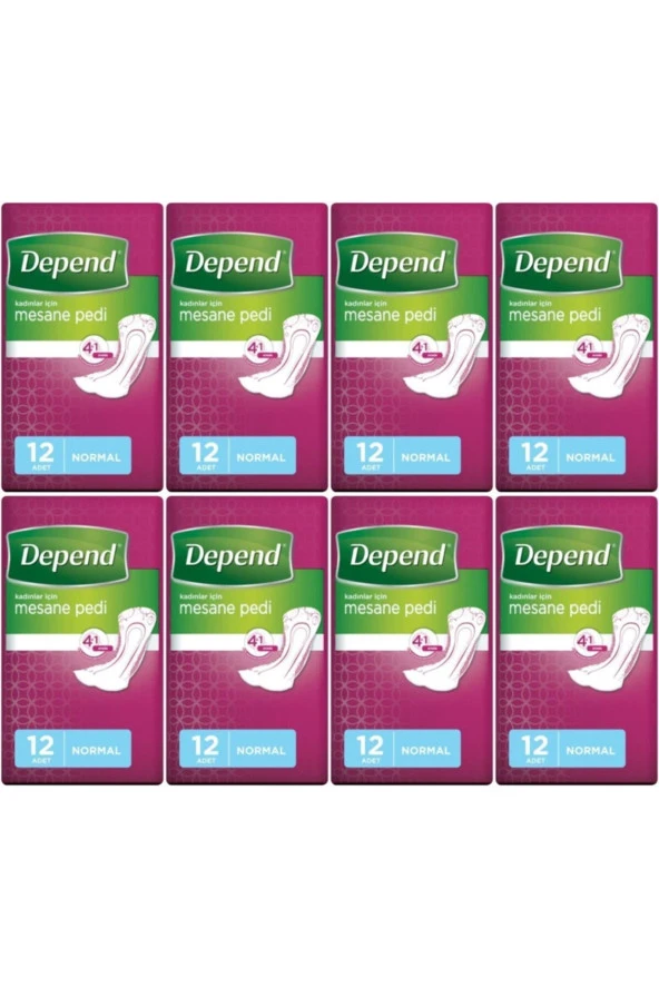Depend Kadın Mesane Pedi Normal 12 li 8 Adet - 1