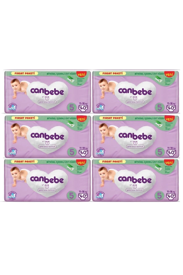 Canbebe 5 Beden Bebek Bezi 11-18Kg Ultra Fırsat Paketi 240 Adet