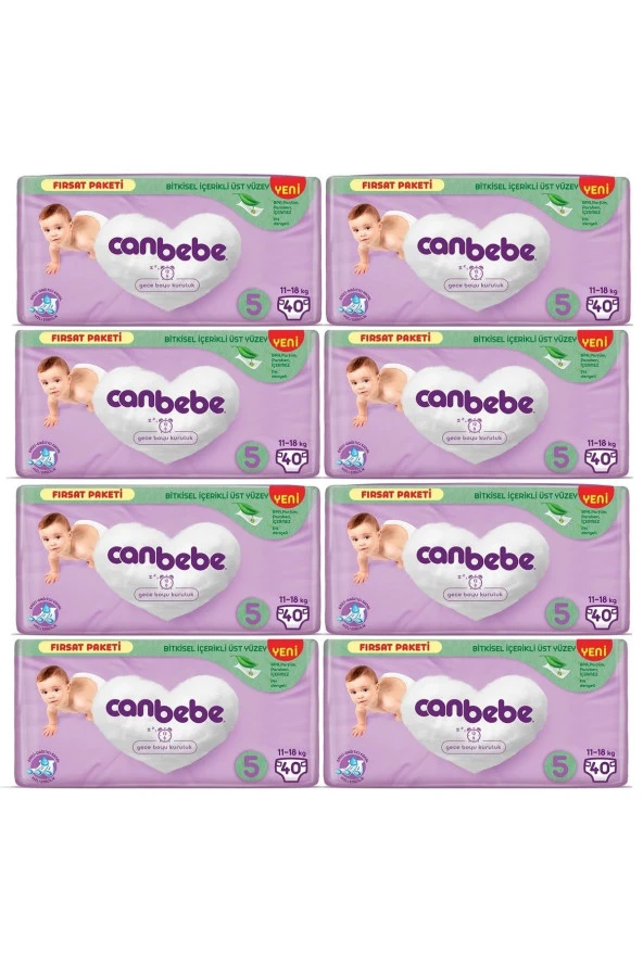 Canbebe 5 Beden Bebek Bezi Junior 11-18KG Fırsat Paketi 320 Adet