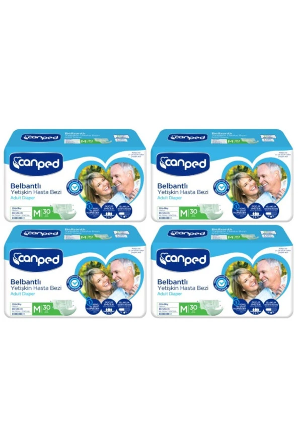 Canped Belbantlı M-Orta Boy Yetişkin Hasta Bezi 30'LU 4 PAKET - 3