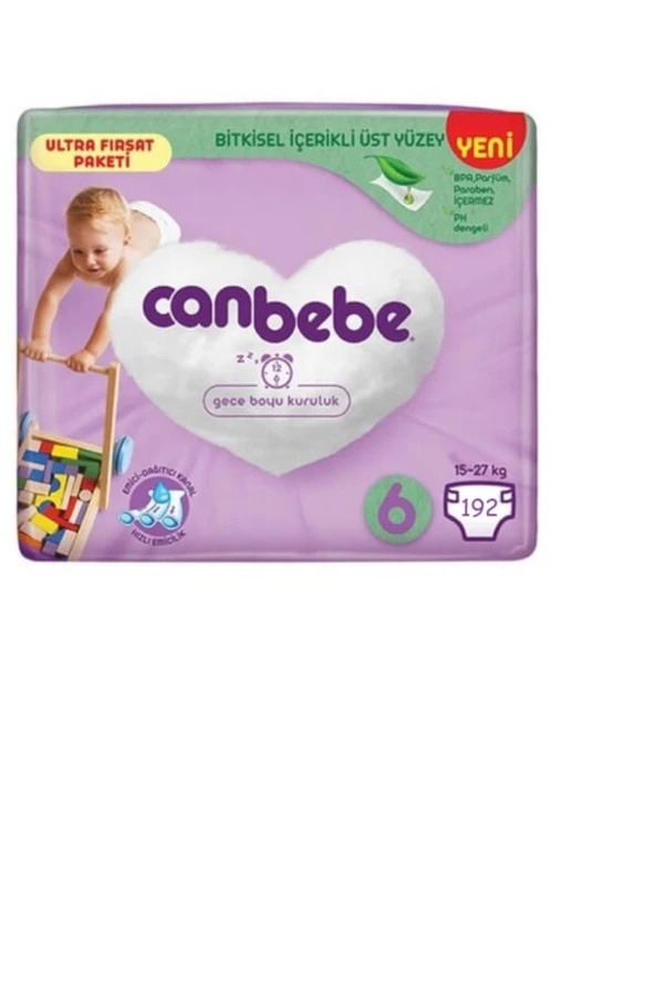 Canbebe Süper Fırsat Paketi Bebek Bezi 6 Numara 192 Adet HT0110