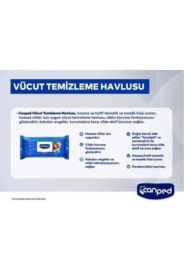 Canped Hasta Vücut Perine Temizleme Islak Mendil Havlu 48 Yaprak Xl (9 Lu Set) Plastik Kapaklı