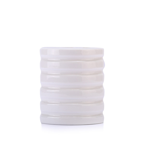 KALEMLİK OVAL ÇİZGİLİ MODEL SERAMİK OFİS GERECİ 9X6X11CM - 3