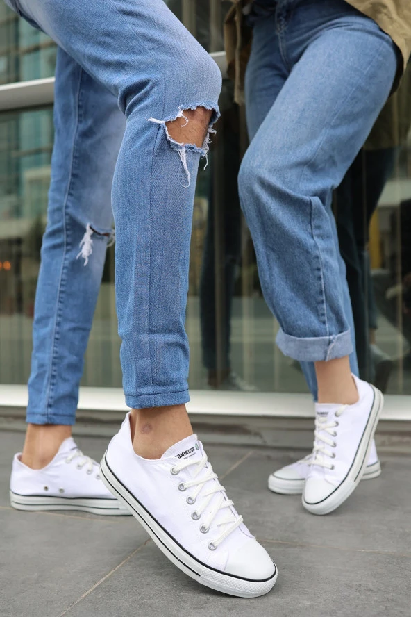 Tomiross Unısex Beyaz Beyaz Garantili Ortopedik Keten Günlük Kullanım Sneaker Ayakkabı X-STAR-7284 - 3