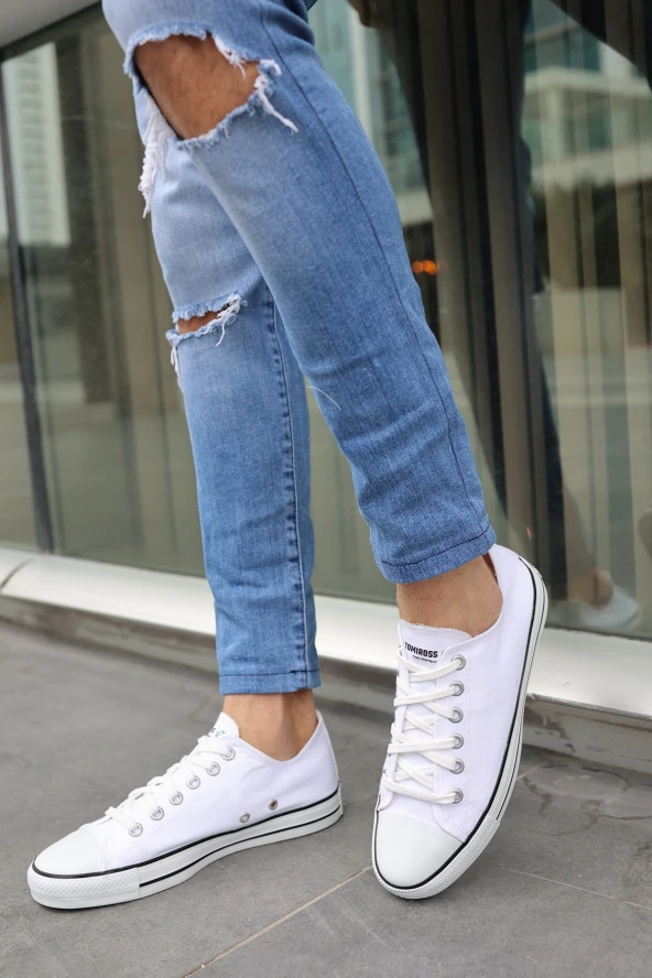 Tomiross Unısex Beyaz Beyaz Garantili Ortopedik Keten Günlük Kullanım Sneaker Ayakkabı X-STAR-7284 - 7