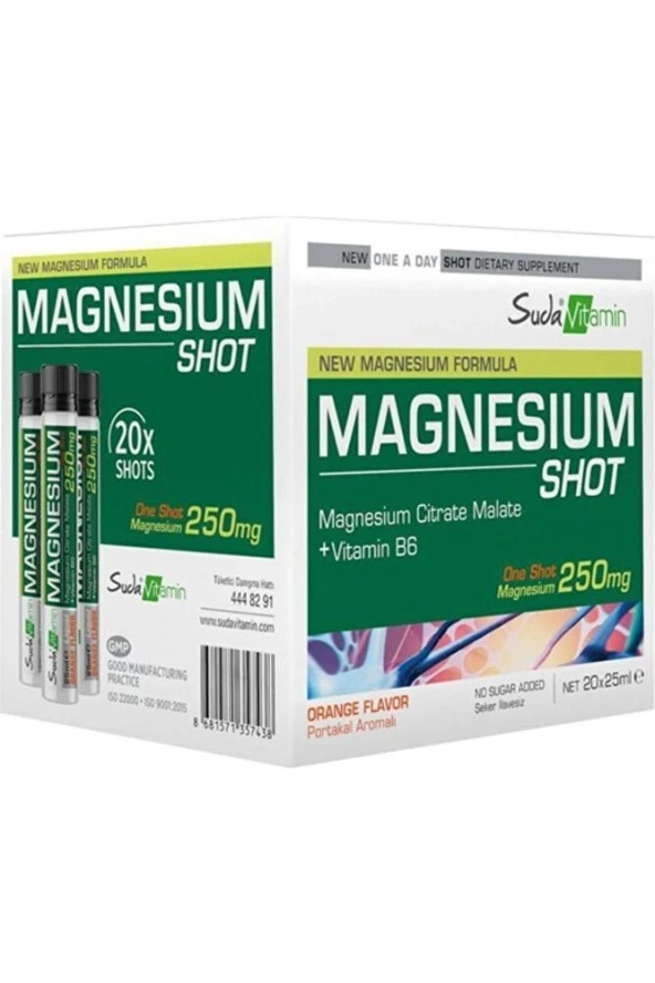 Magnesıum B6 Shot Portakal Aromalı 25 ml 20 Adet