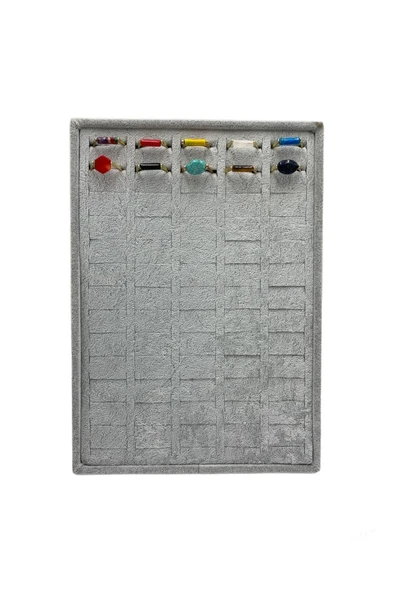 70 li Batırmalı Yüzük Tablası Gri Kadife - Resim 2