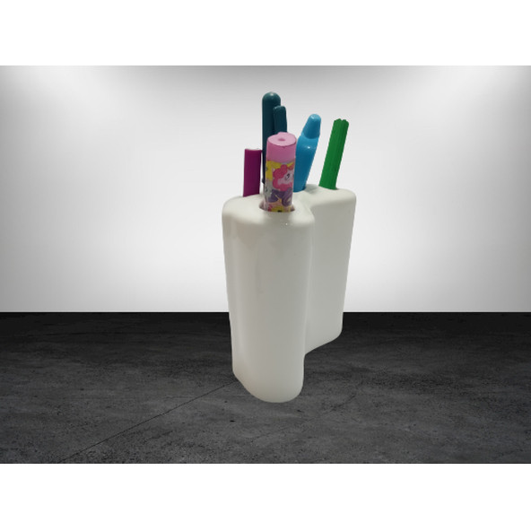 KALEMLİK ÇİÇEKLİ OVAL MODEL SERAMİK OFİS GERECİ  8X5X10CM - 2
