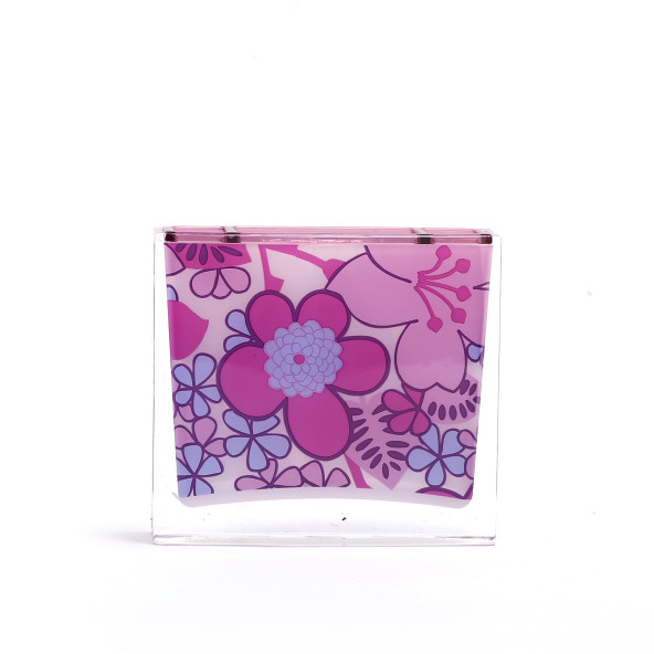 KALEMLİK PEMBE ÇİÇEKLİ AKRİLİK OFİS GERECİ 10X10X3CM - 3