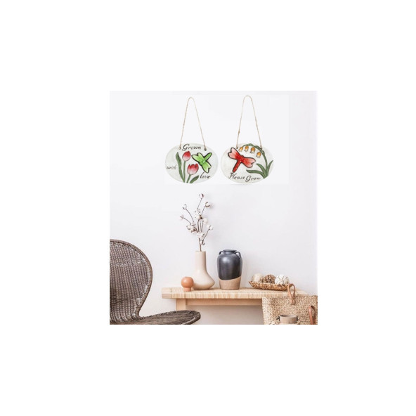 BALKON,BAHÇE VE ODA SÜSÜ 2 ADET YUSUFÇUK DESENLİ OVAL 17X15X1,3CM - 3