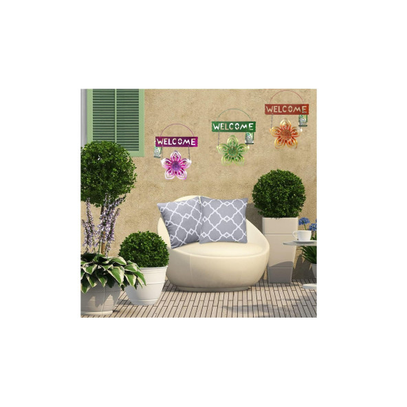 BALKON,BAHÇE VE ODA HOŞGELDİNİZ TABELASI 3 LÜ SET ÇİÇEKLİ 26X20X0,2CM - 3