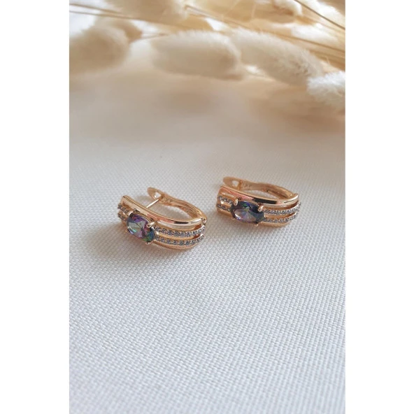 Renkli Taşlı Alabama VIP Küpe