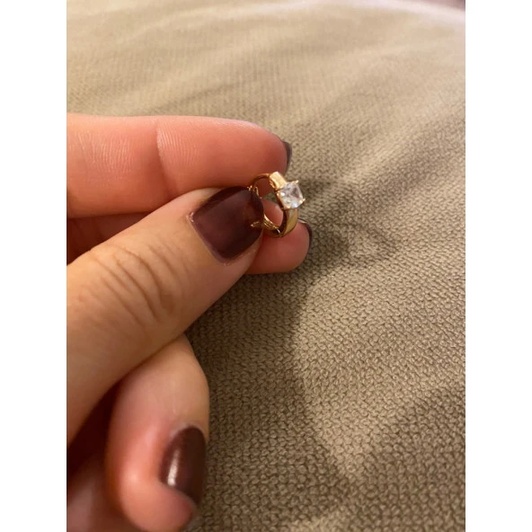 Tek Taşlı Minimal VIP Halka Küpe - 2