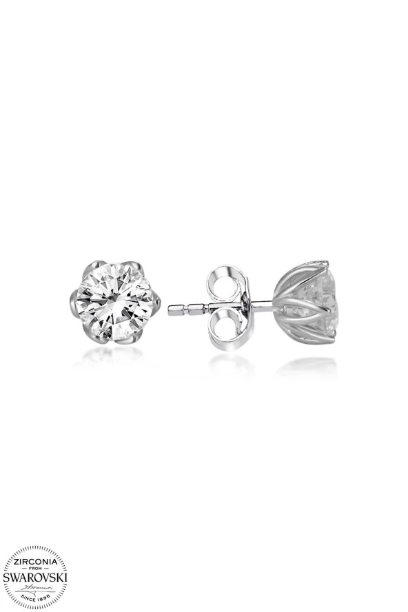 Swarovski Zirconia Kadın  Tektaş Gümüş Küpe