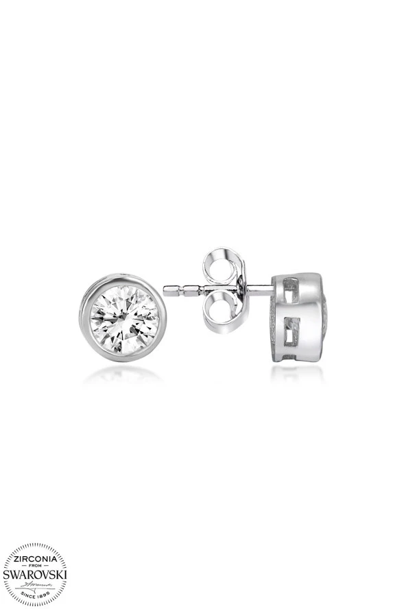 Swarovski Zirconia Kadın 0,28 Karat Şerit Montür Gümüş Küpe