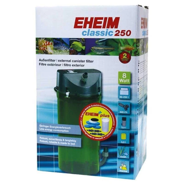 Eheim Classic 250-2213-02 Musluklu Dış Filtre 8 W 440 L ve İçi Dolu