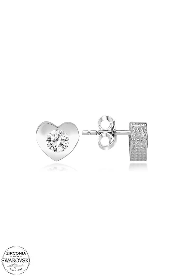 Swarovski Zirconia Kadın Kalpli 0,28 Karat Tektaş Gümüş Küpe