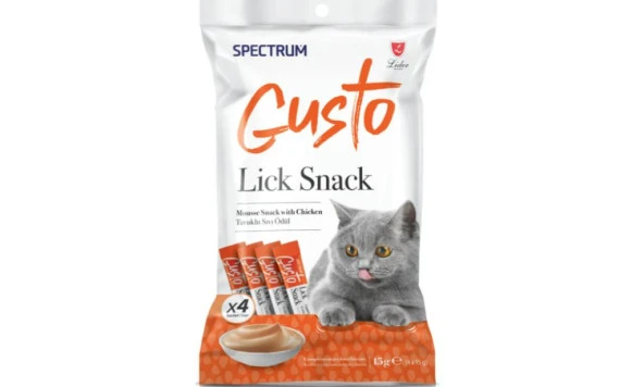 Spectrum Gusto Lick Snack Tavuk Sıvı Kedi Ödül Maması 4 Adet x 15 Gr