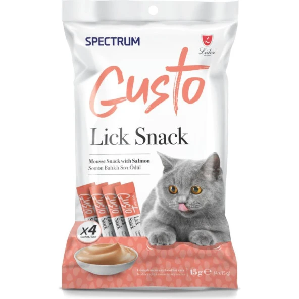Spectrum Gusto Lick Snack Somon Sıvı Kedi Ödül Maması 4 Adet x15 Gr