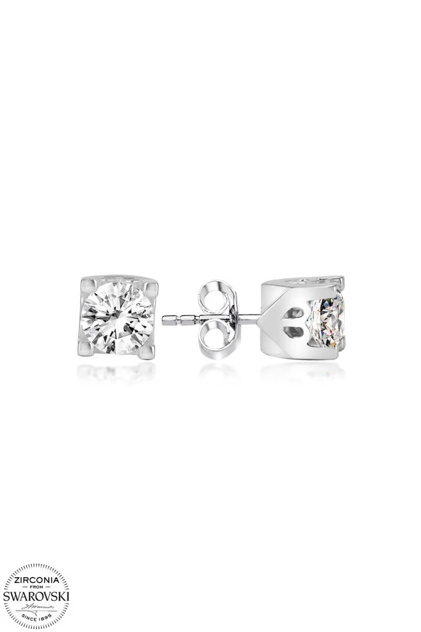Swarovski Zirconia Kadın 0,28 Karat Elmas Figürlü Tektaş Gümüş Küpe