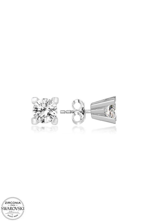 Swarovski Zirconia Kadın 0,28 Karat Pırlanta Gümüş Küpe - 1