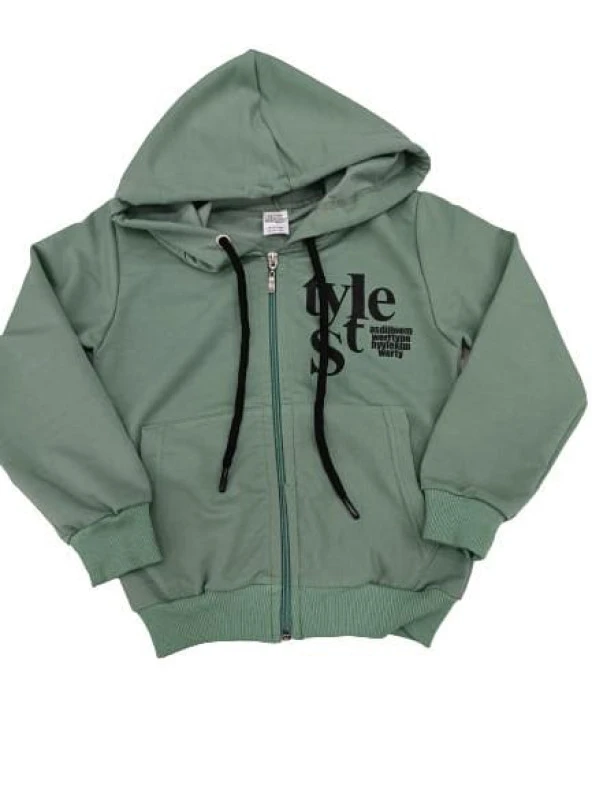 Cicoz Kız Penye Kapşonlu Fermuarlı Style Baskılı  Hırka 228 - 3