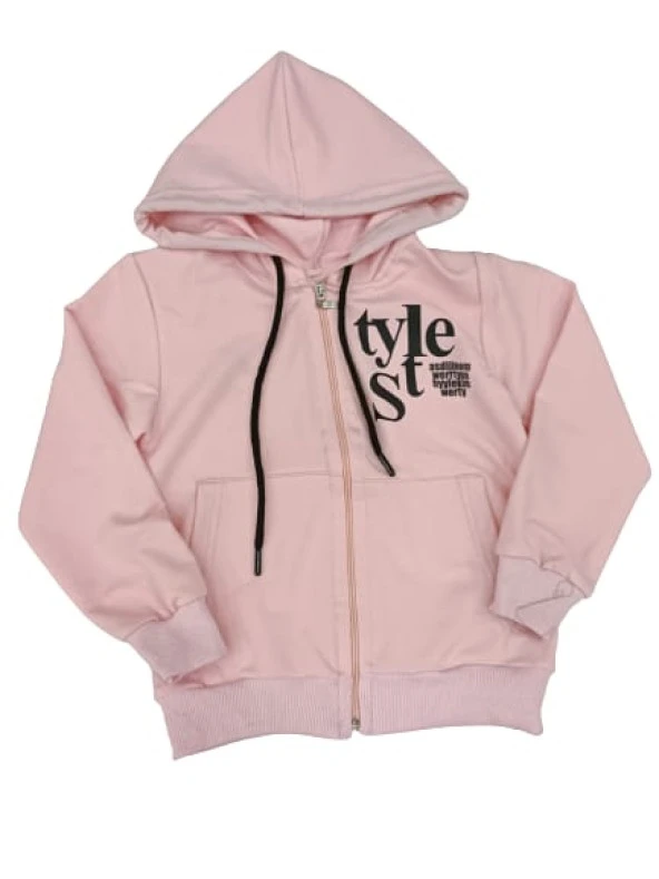 Cicoz Kız Penye Kapşonlu Fermuarlı Style Baskılı  Hırka 228 - 4