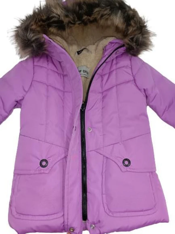 Cool Pink barış 3335 İçi Kürklü Kız Çocuk Kapşonlu  Mont - 2