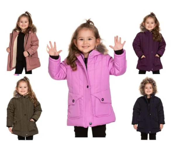 Cool Pink barış 3335 İçi Kürklü Kız Çocuk Kapşonlu  Mont - 4