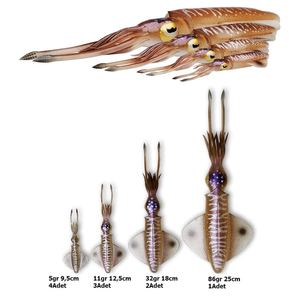 Savage gear 3D Swim Squid 9,5cm 5gr 4 Adet Silikon Yem