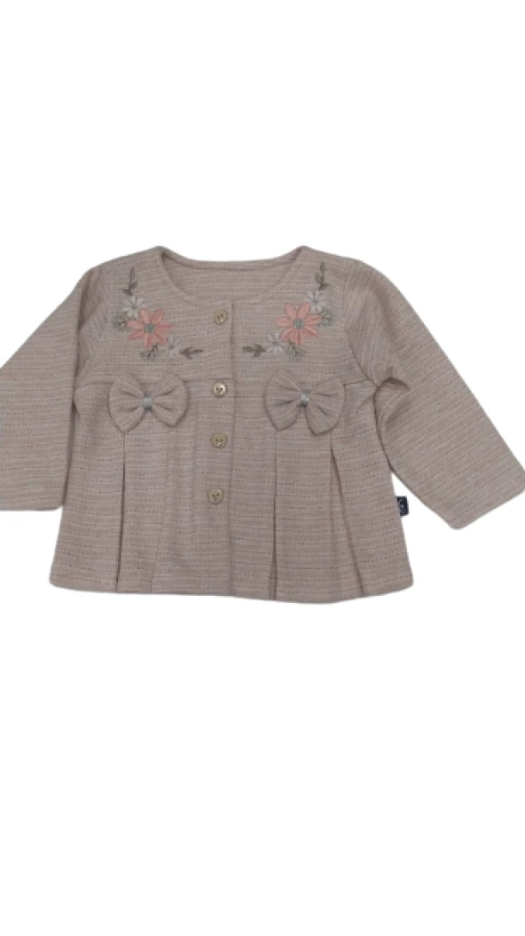 uğurböceğiçocuk Kız Bebek 3'lü Takım Fiyonklu Hırka Simli Kumaş 319 - 2